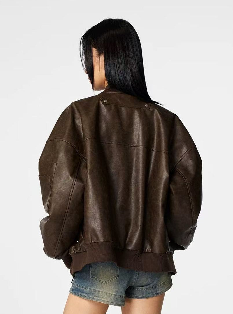 ACHOCK Retro Nostalgic Motorcycle Quilted Leather Jacket