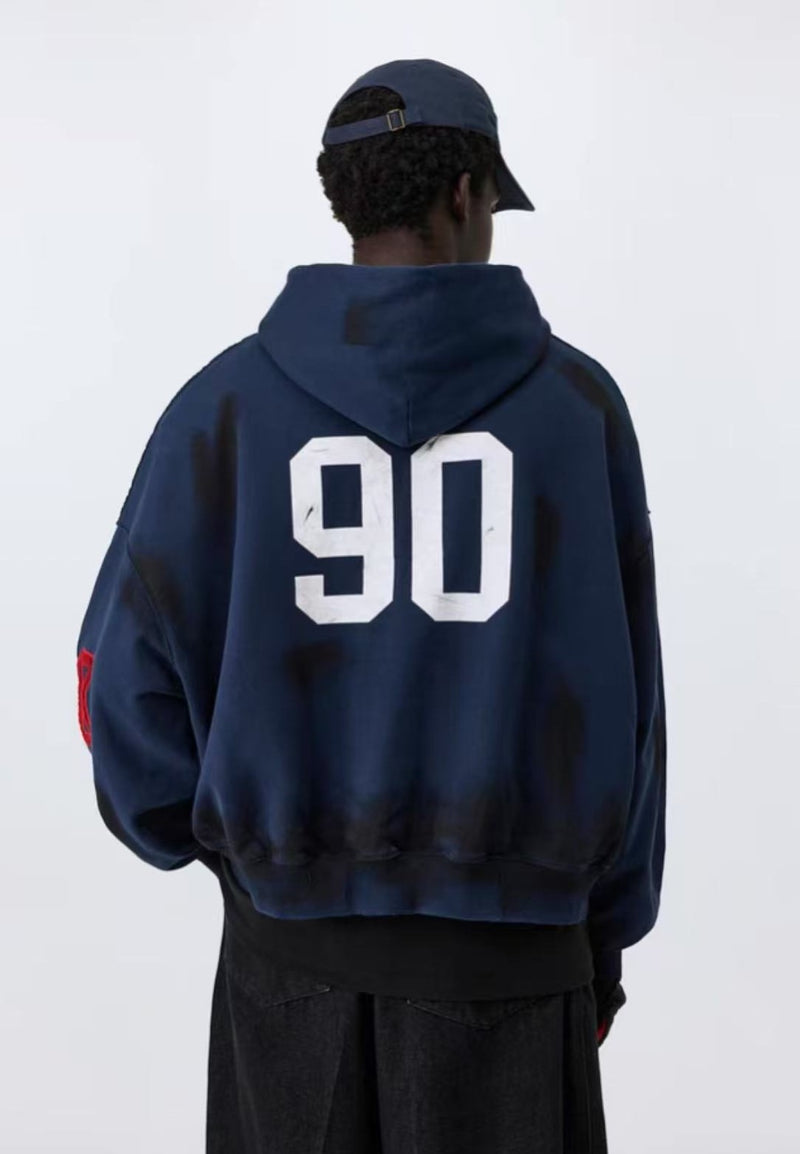 ATRY Dirty Destroyed Heavyweight Cropped Embroidered Hoodie