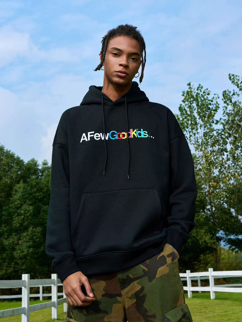 AFGK Gradient Embroidered Overlay Hoodie
