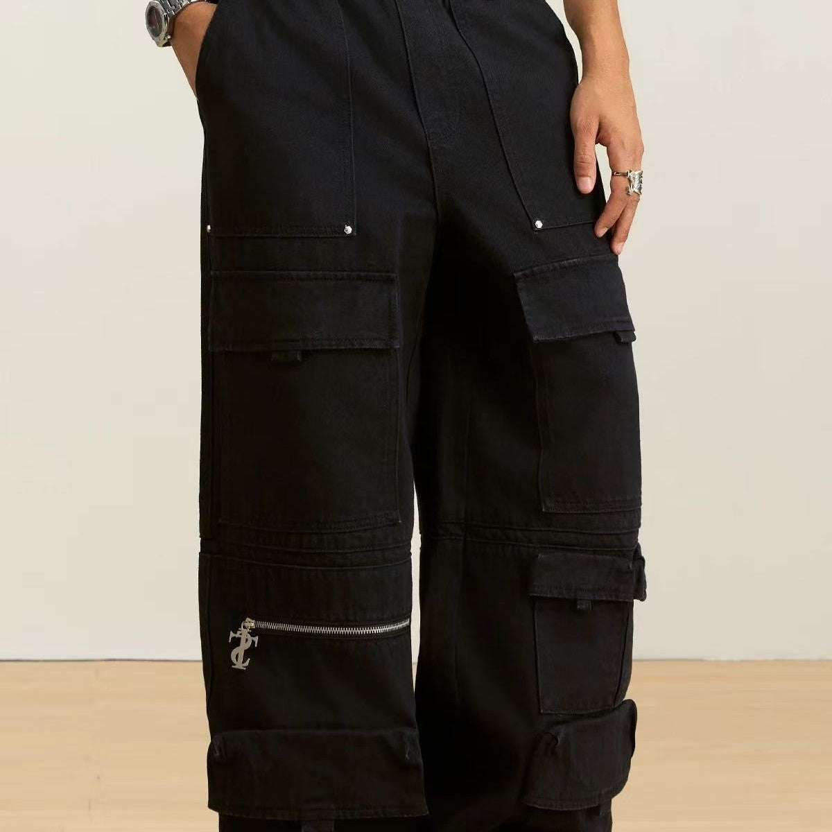 STK Multi-Pocket Cargo Straight-Leg Paratrooper Pants