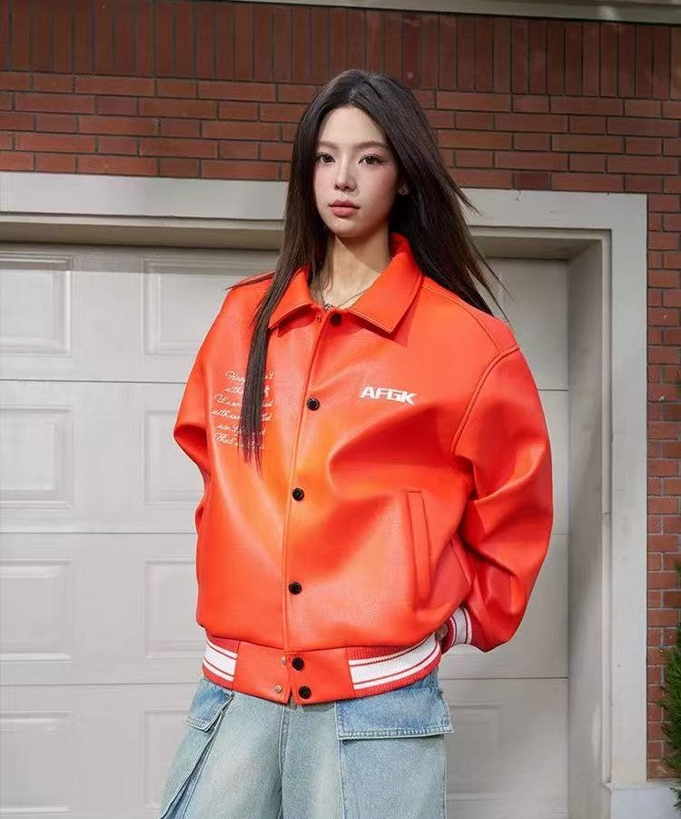 AFGK Star Angel Embroidered Leather Jacket