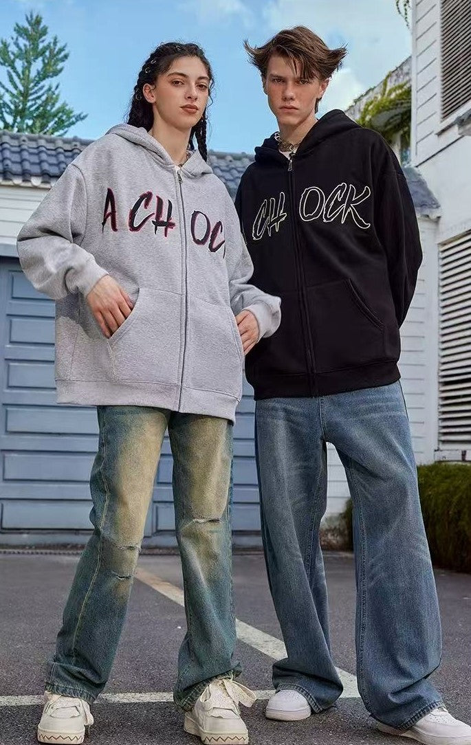 ACHOCK Embroidered Logo Cardigan Jacket