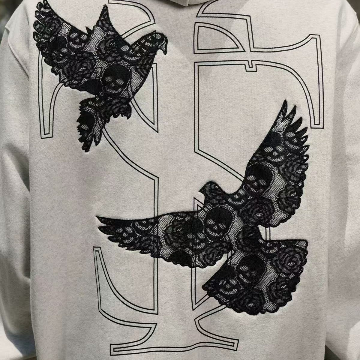 STK Vintage Lace and Peace Dove Design Hoodie