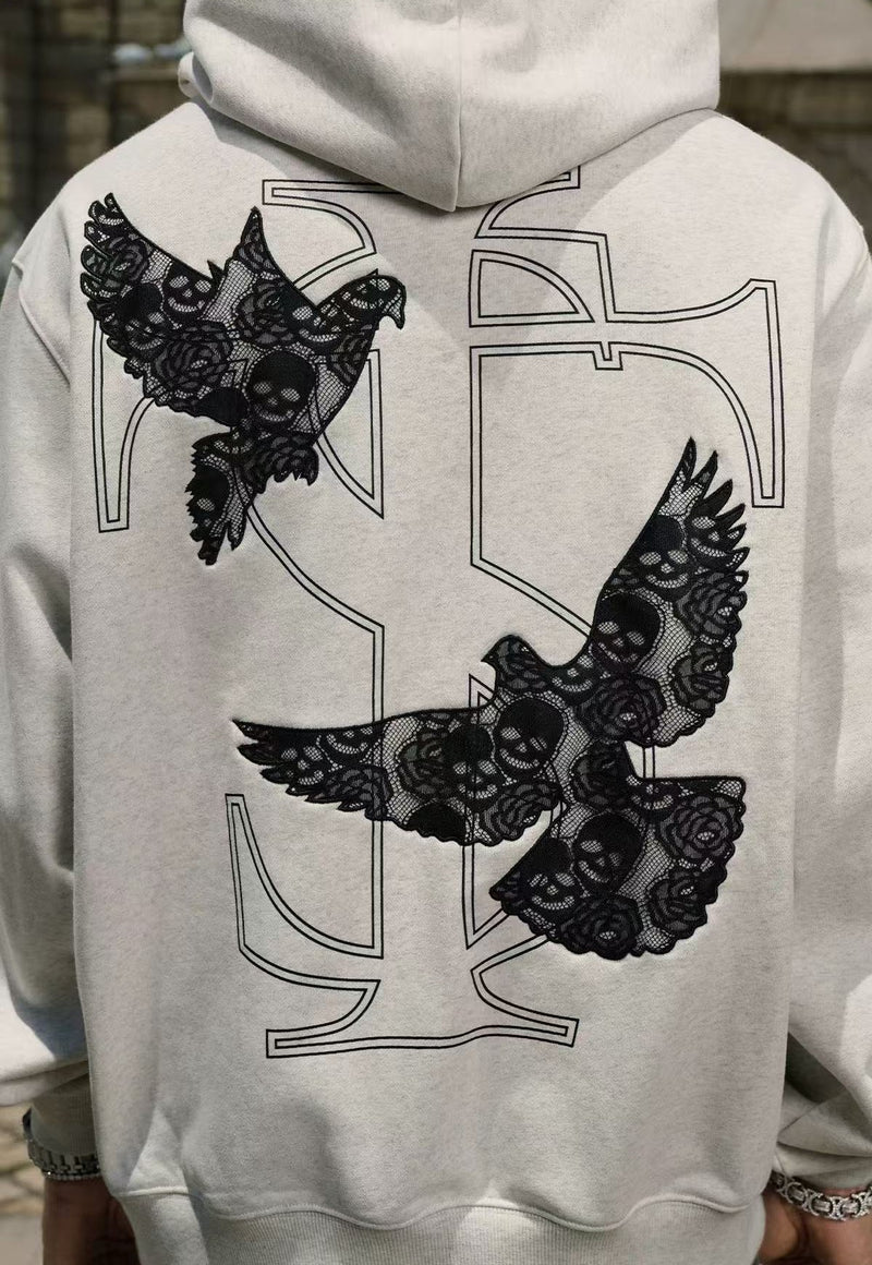 STK Vintage Lace and Peace Dove Design Hoodie