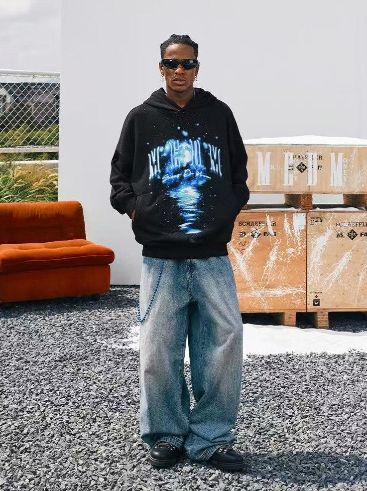 MEDM Blue Glitter Moon Reflection Hoodie