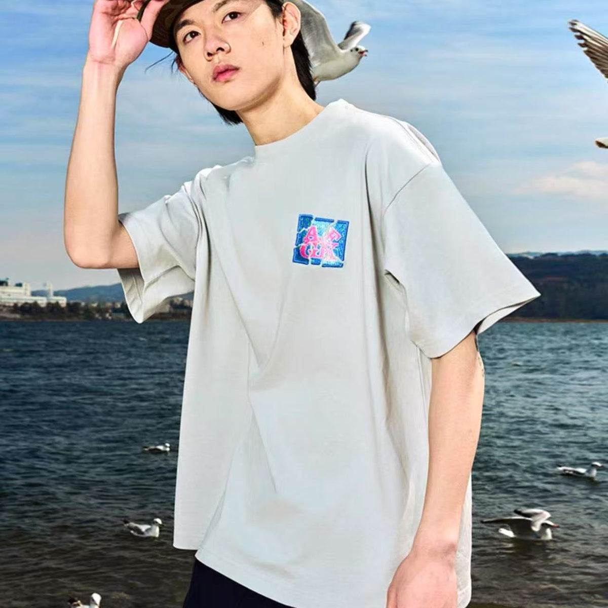 AFGK  Shattered Embroidery Short Sleeve T-Shirt