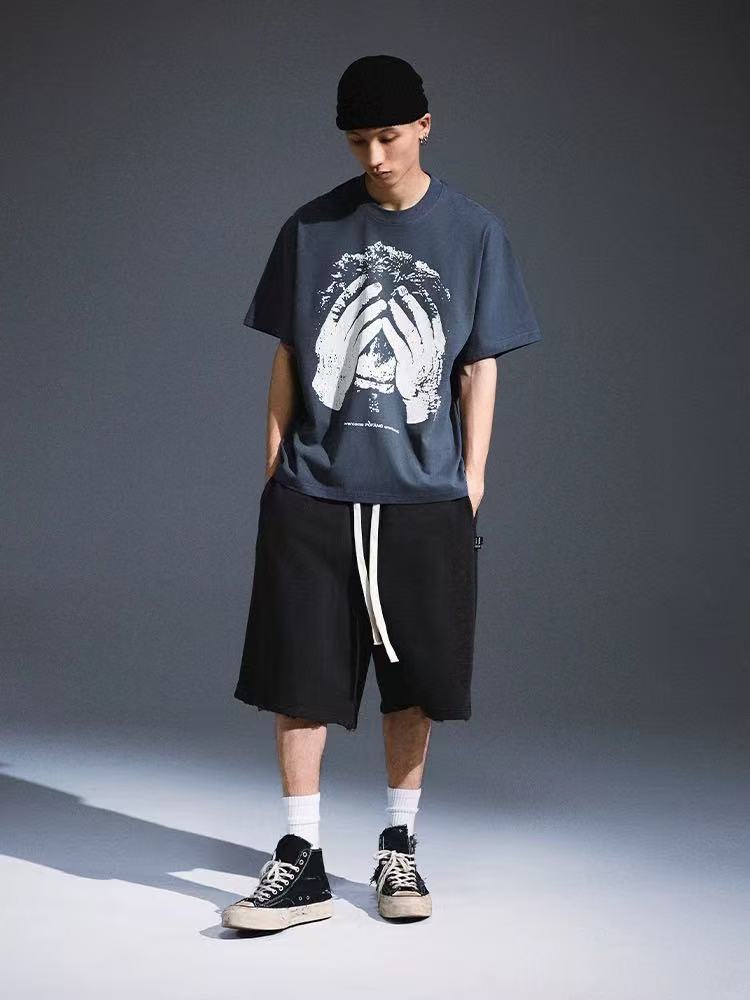 REMEDY Portrait Crackle Print Short-sleeved T-shirt