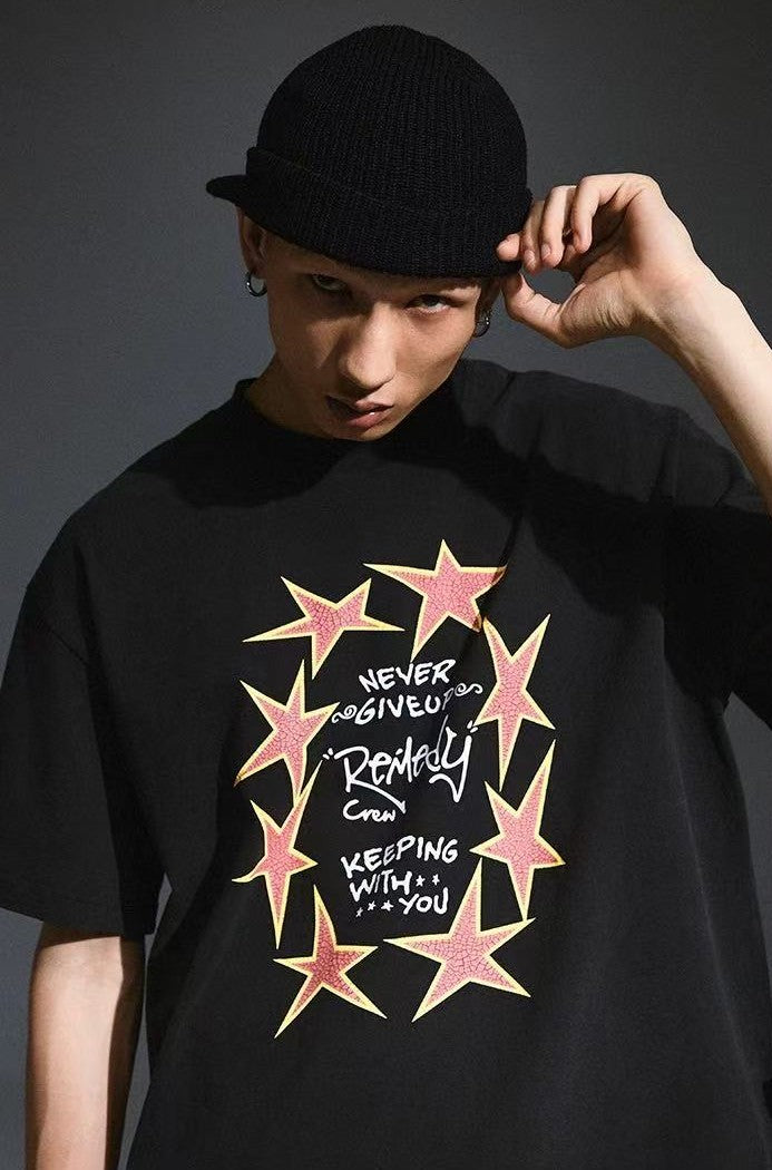 REMEDY Retro Star Print Short-sleeve T-shirt