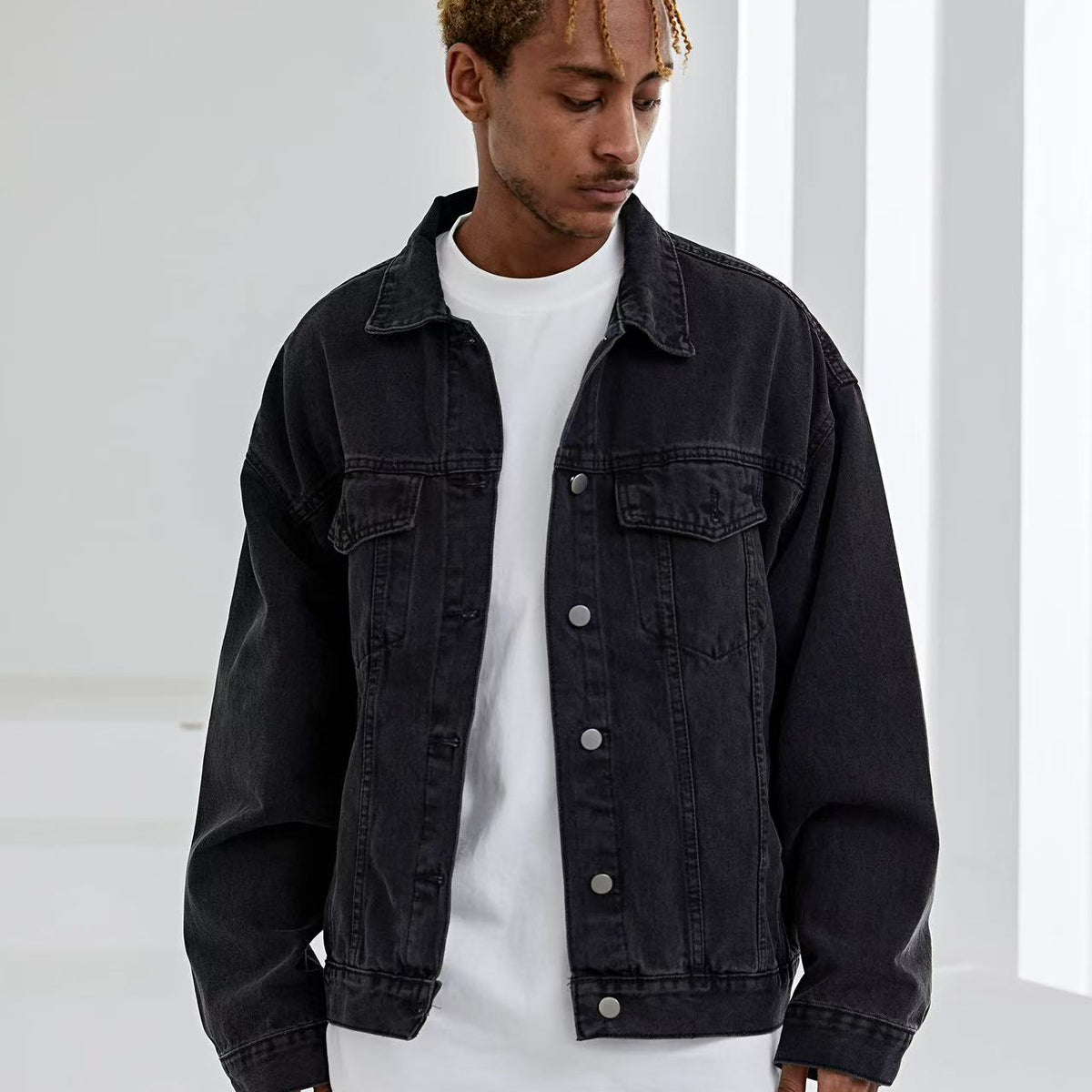 ACHOCK Simple Solid Color Denim Jacket