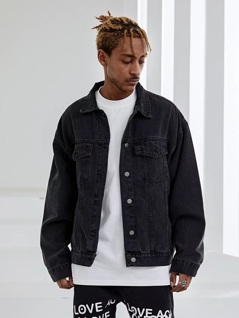 ACHOCK Simple Solid Color Denim Jacket
