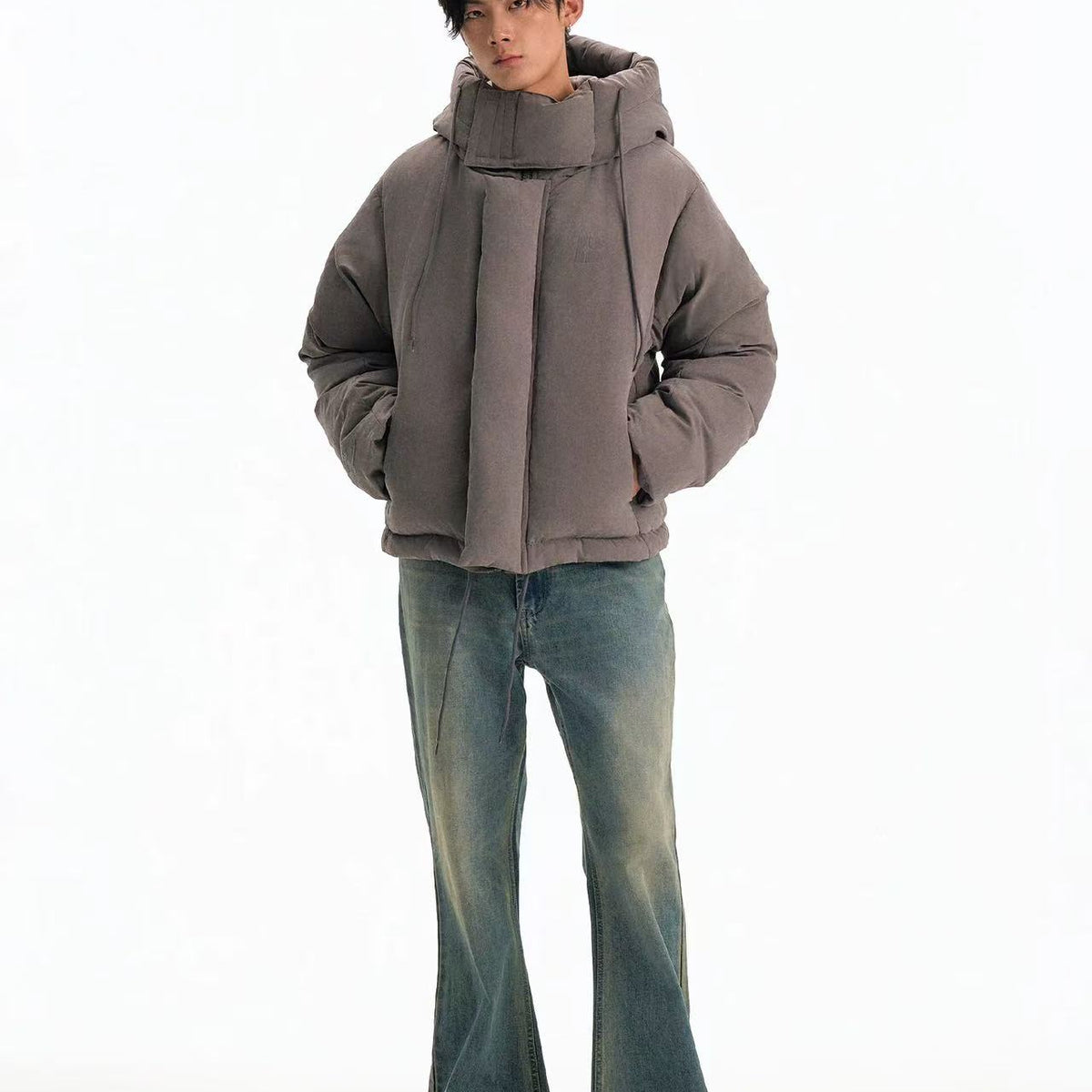 BIPOLAR Textured Suede Embroidered Thickened Ski Jacket