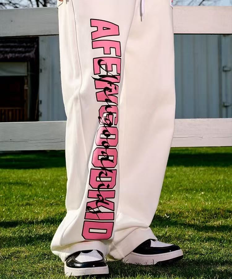 AFGK Double Row Letter Print Casual Sweatpants