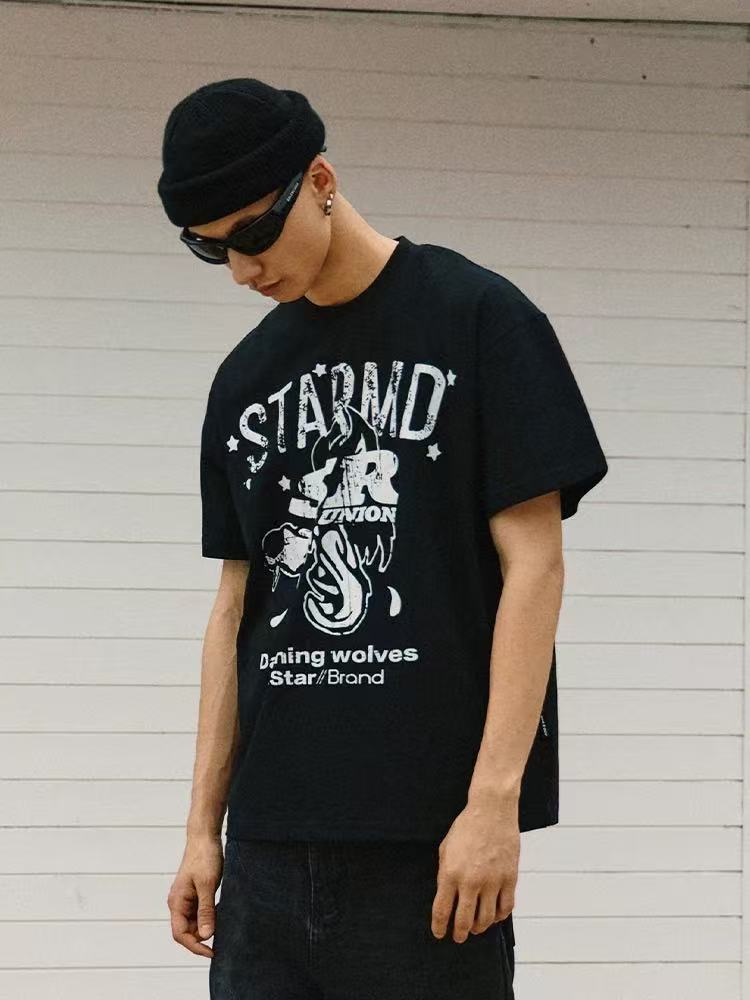 REMEDYxSTA Jackal Print Short-sleeve T-shirt
