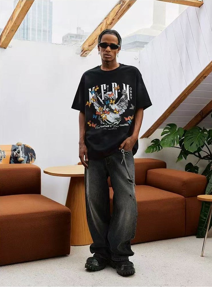 MEDM Angel Butterfly Washed Short Sleeve T-Shirt