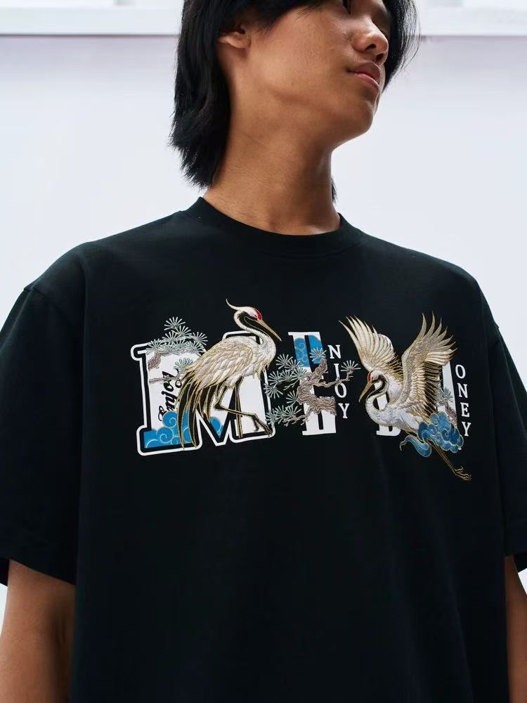 MEDM Crane Embroidered Short-sleeve T-shirt