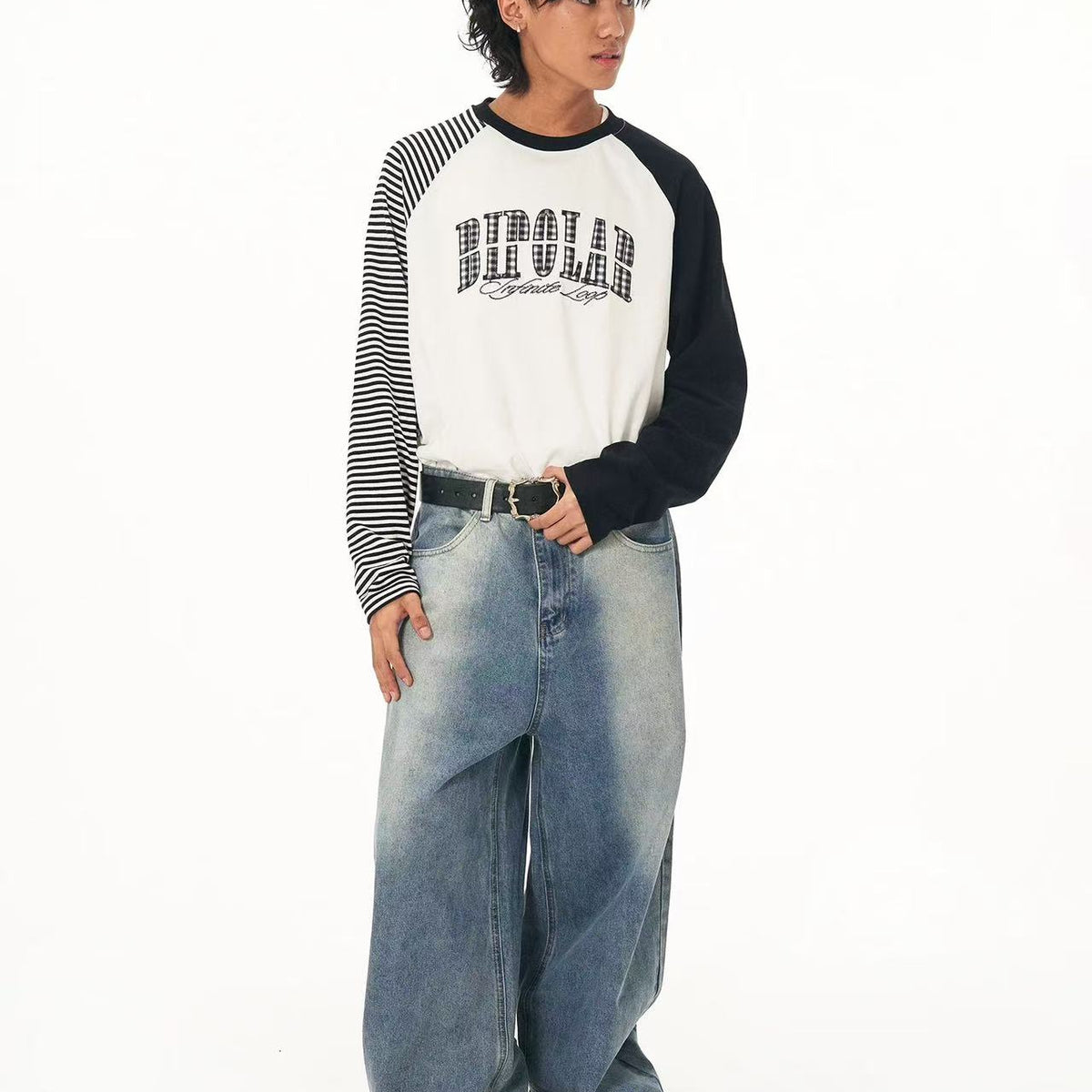 BIPOLAR Mirrored Wide-leg Jeans