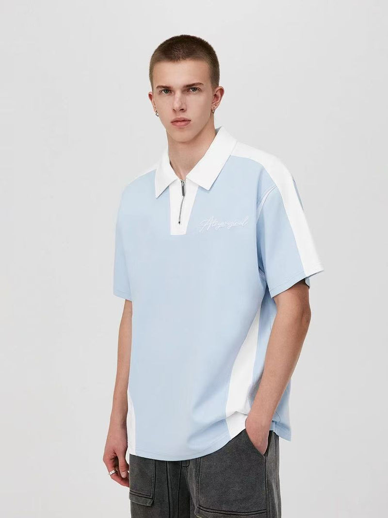 ATRY Logo Stitching POLO Zippr T-shirt