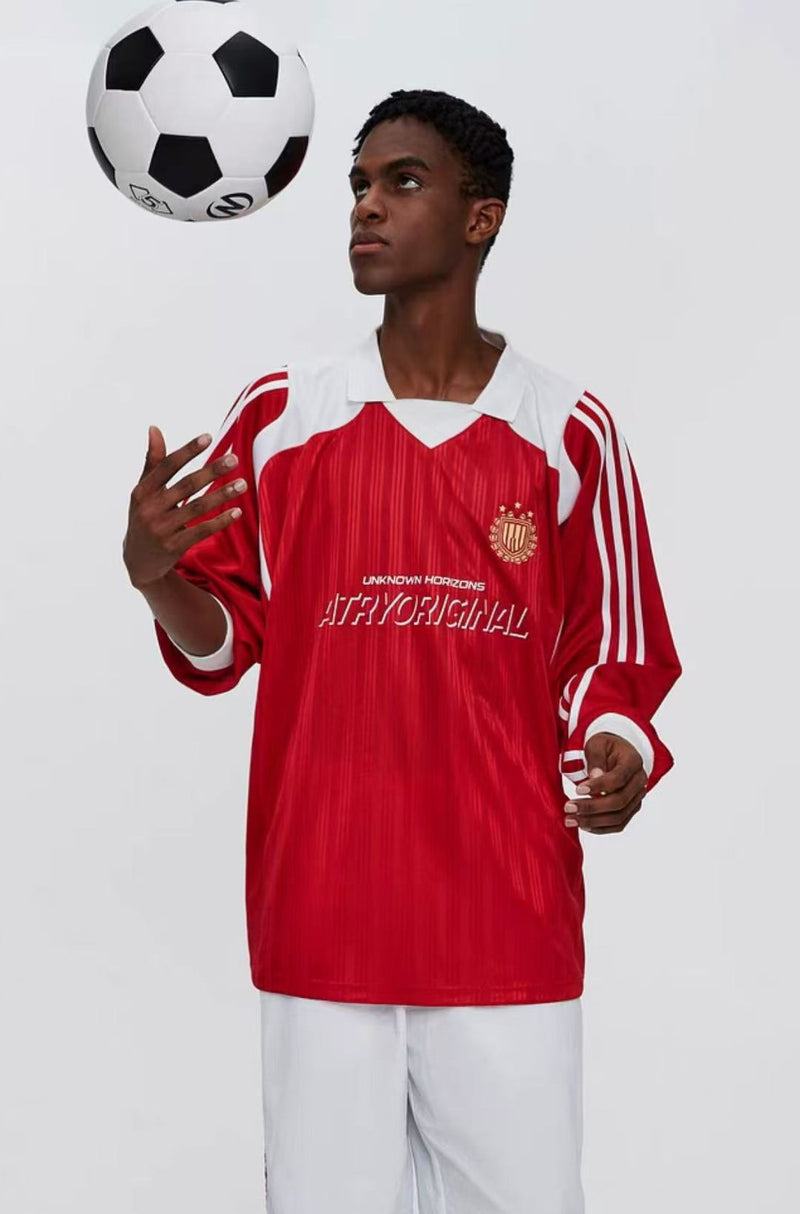 ATRY Retro Striped Contrast Sports Long-sleeves Jersey