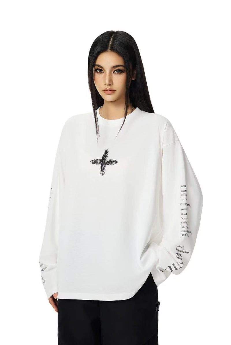 ACHOCK Retro Simple Cross Long-sleeved Tee