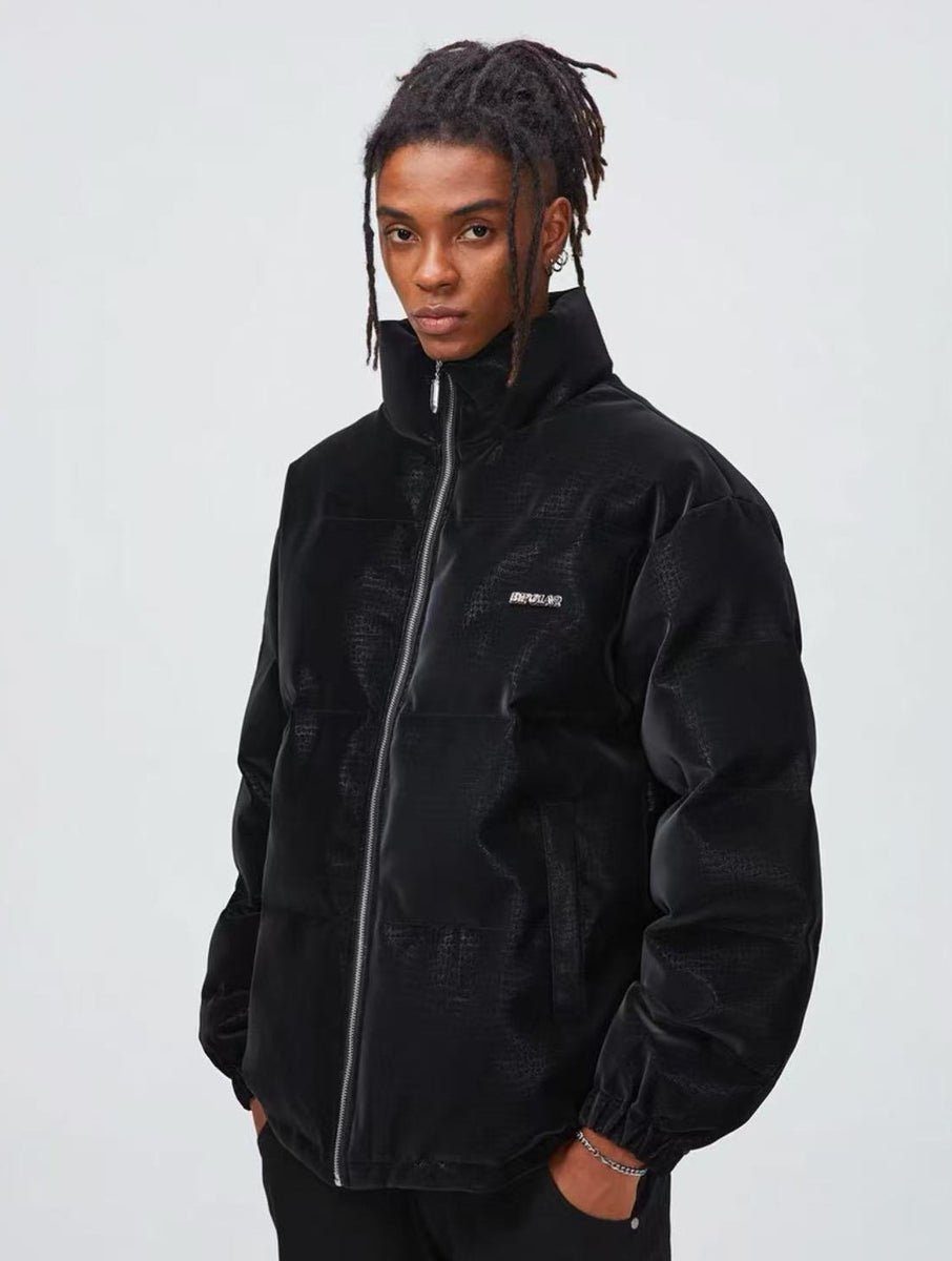 BIPOLAR Crocodile Pattern Metal Logo Cotton Jacket