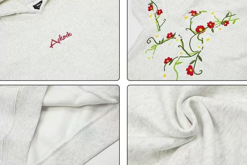 ACHOCK Heavy Floral Embroidered Hoodie