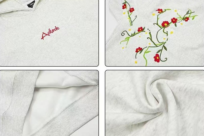ACHOCK Heavy Floral Embroidered Hoodie