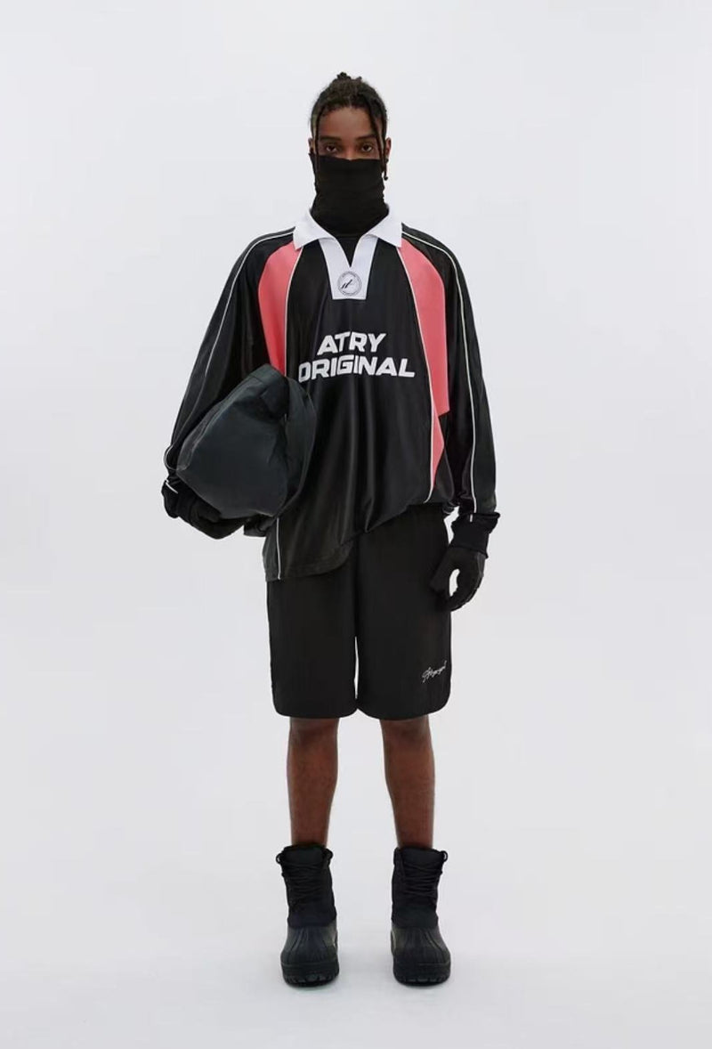 ATRY Contrast Color Patchwork Printed POLO Jersey