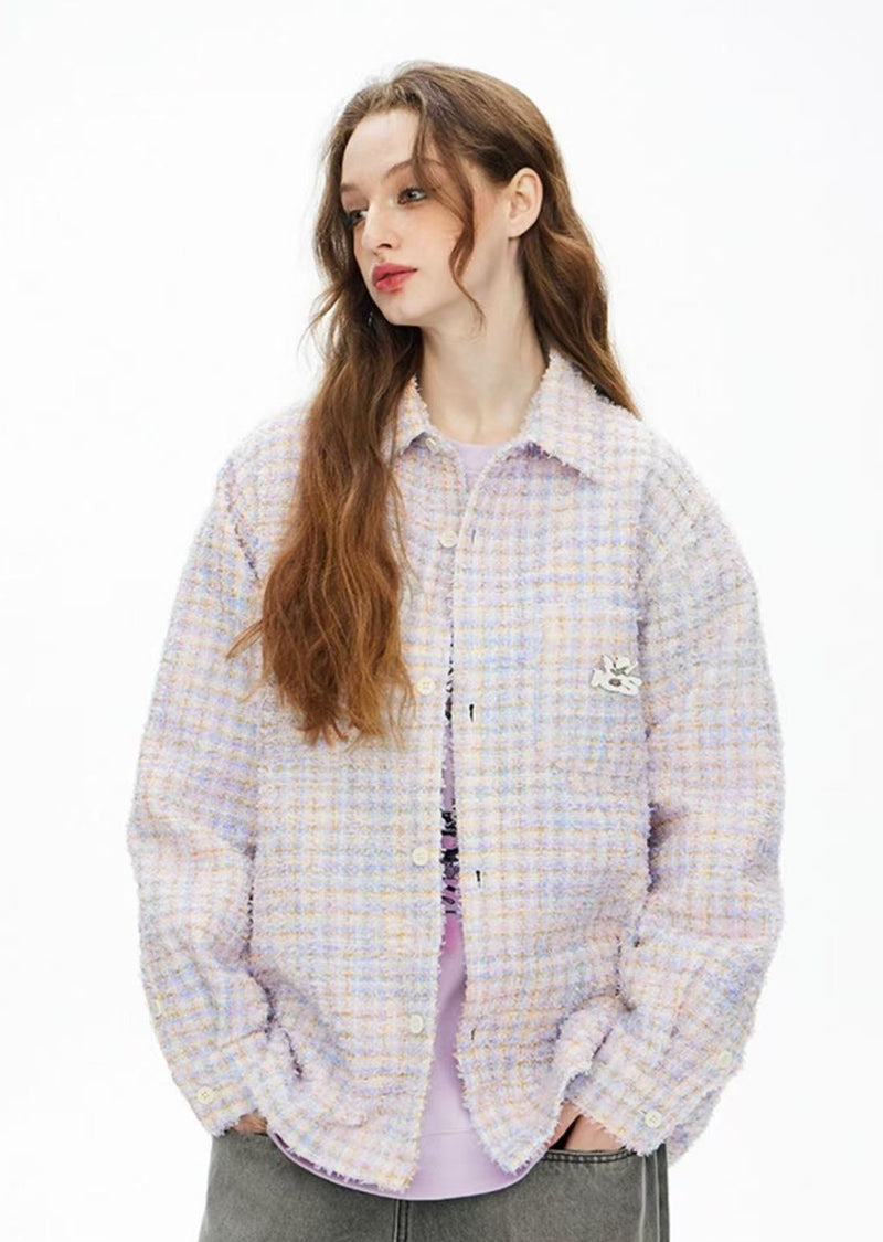 ICONSLAB Tweed Woven Long-sleeve Shirt Jacket