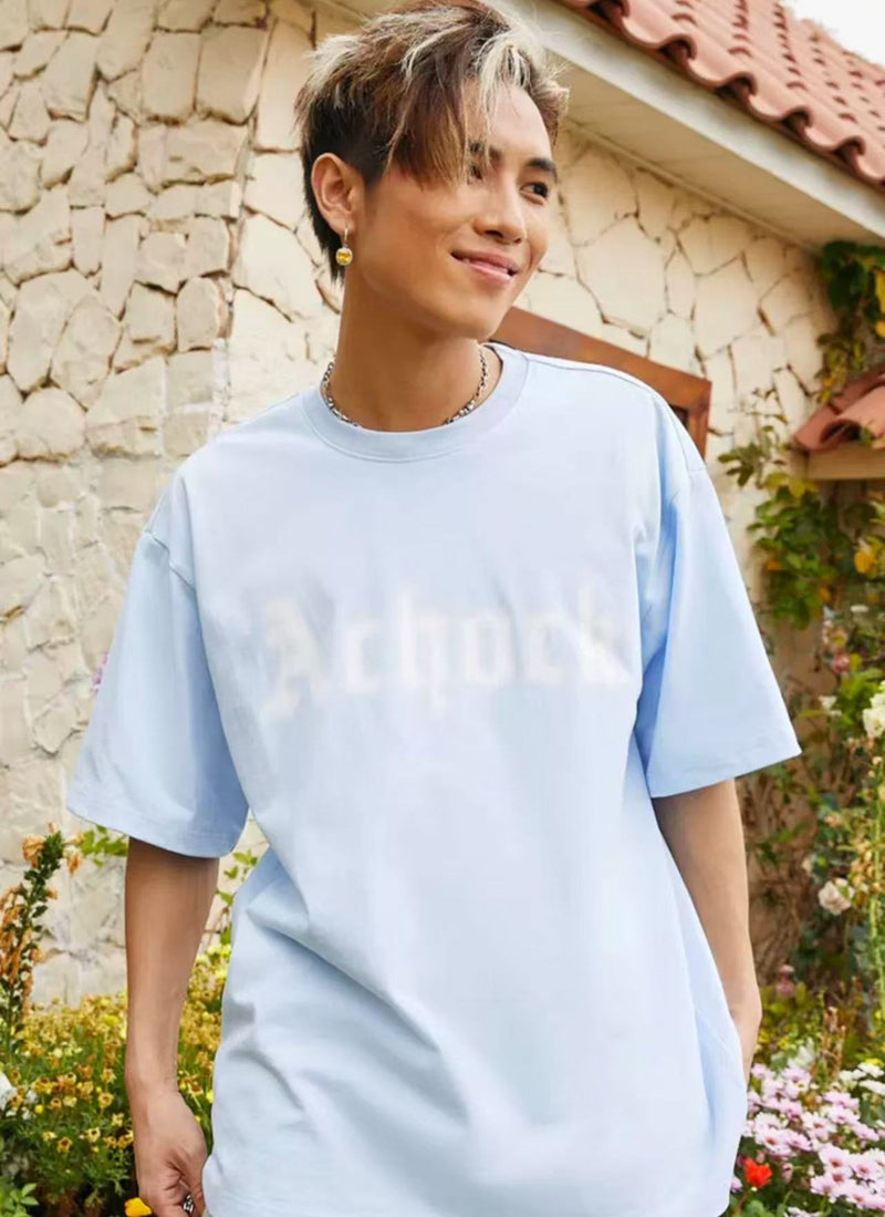ACHOCK Simple Dot Logo Blur Printed T-shirt