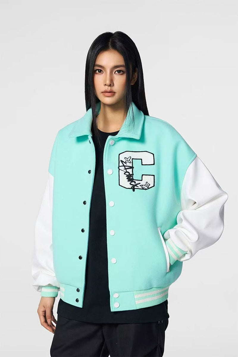 ACHOCK Patchwork Logo Baseball Jacket