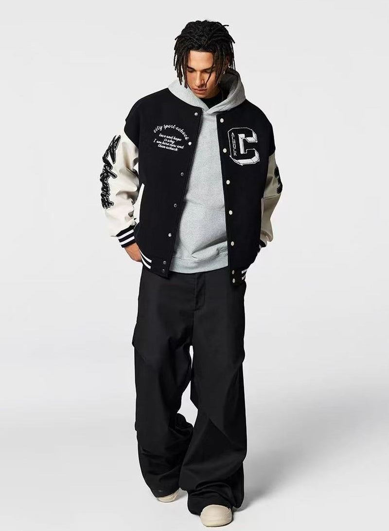 ACHOCK High Street Baseball Patchwork Embroidery Jacket