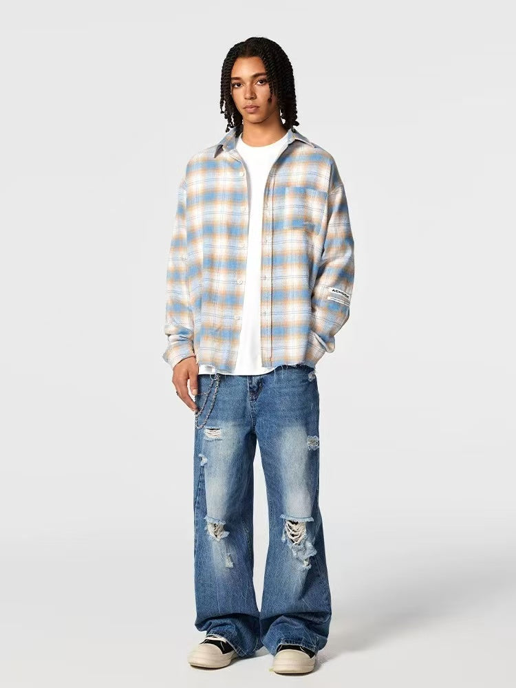 ACHOCK Casual Plaid Long-sleeve Shirt