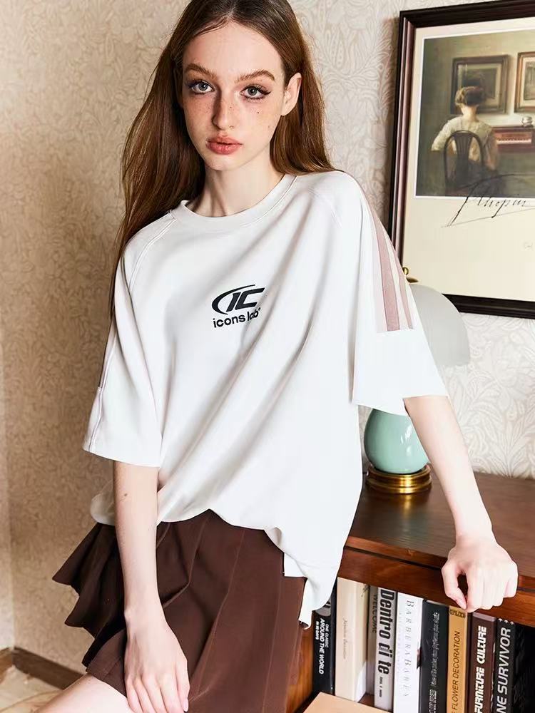 ICONSLAB Contrast Striped Webbing Raglan T-shirt