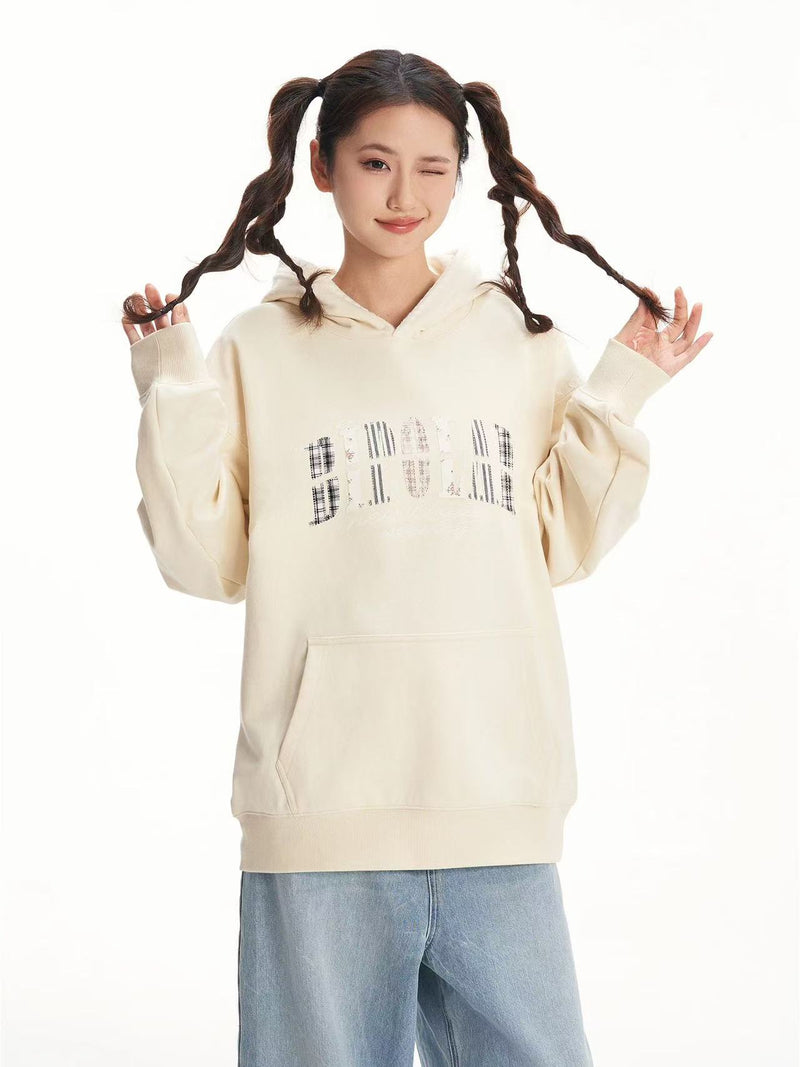 BIPOLAR Floral Striped Patchwork Shell Embroidered Hoodie