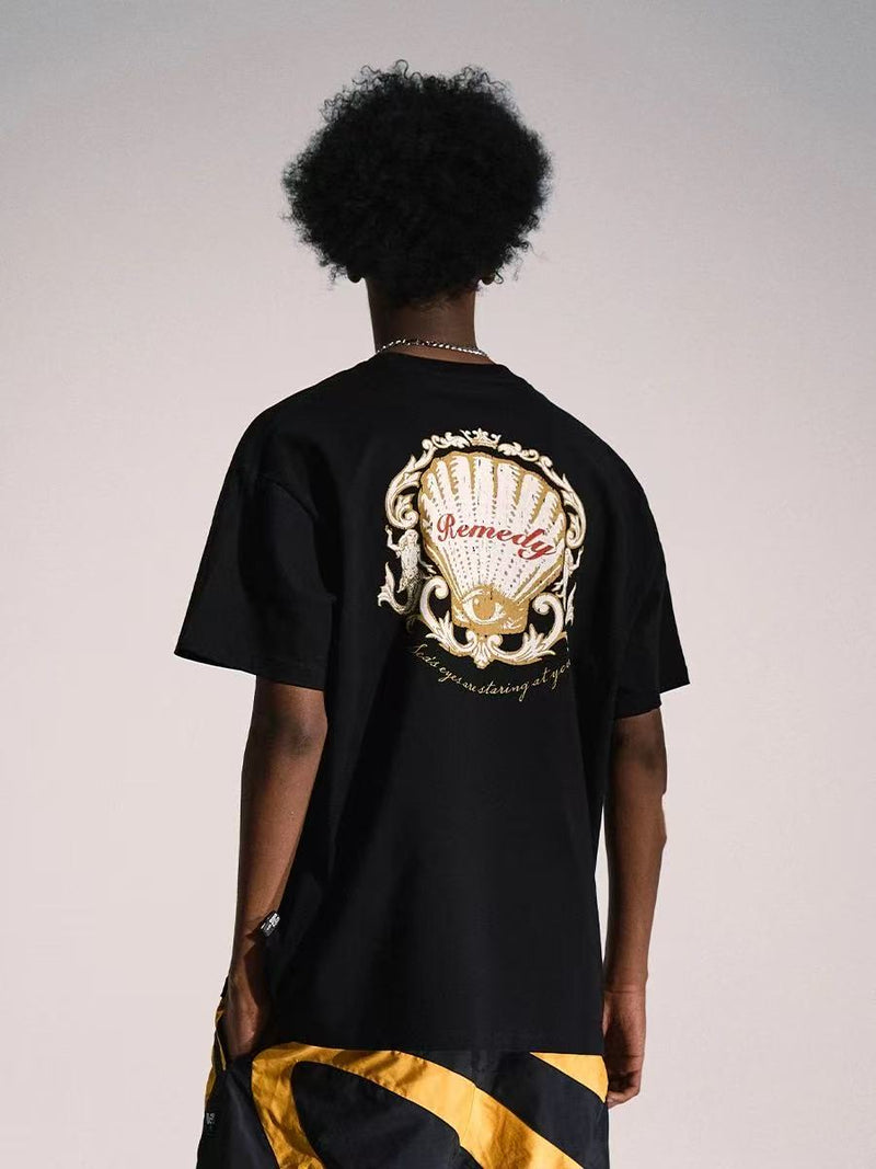REMEDY Retro Judgment Eye Shell Print Short-Sleeve T-Shirt