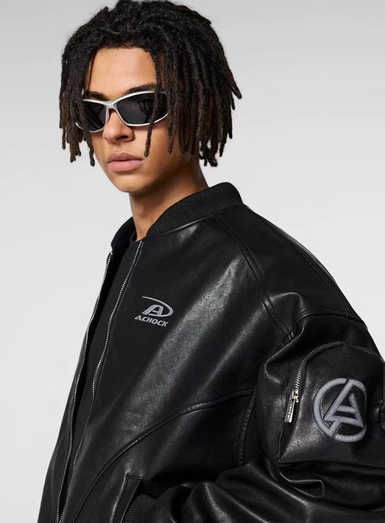 ACHOCK Retro PU Leather Motorcycle Leather Jacket