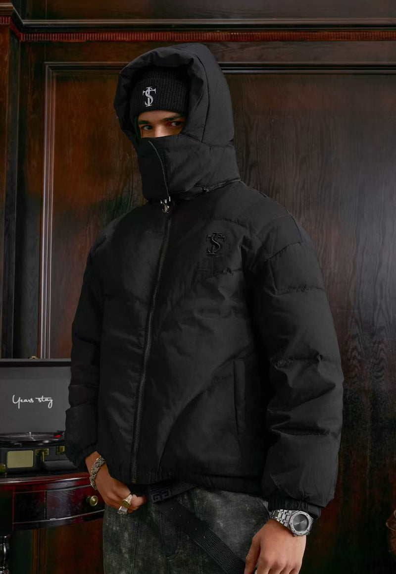 STK Vintage Quilted Embroidered Hooded Down Jacket