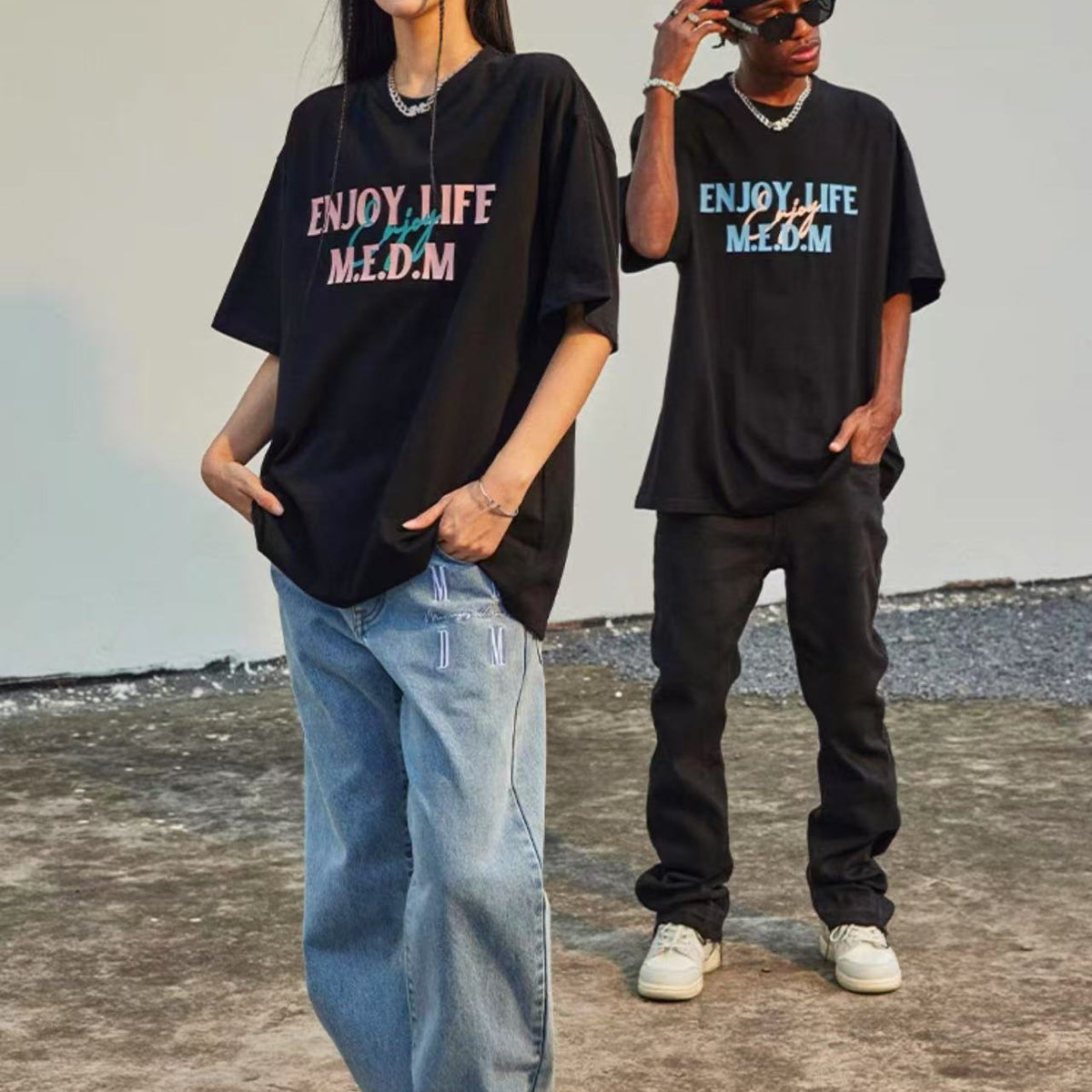 MEDM Three-dimensional Letters Short-sleeved T-shirt