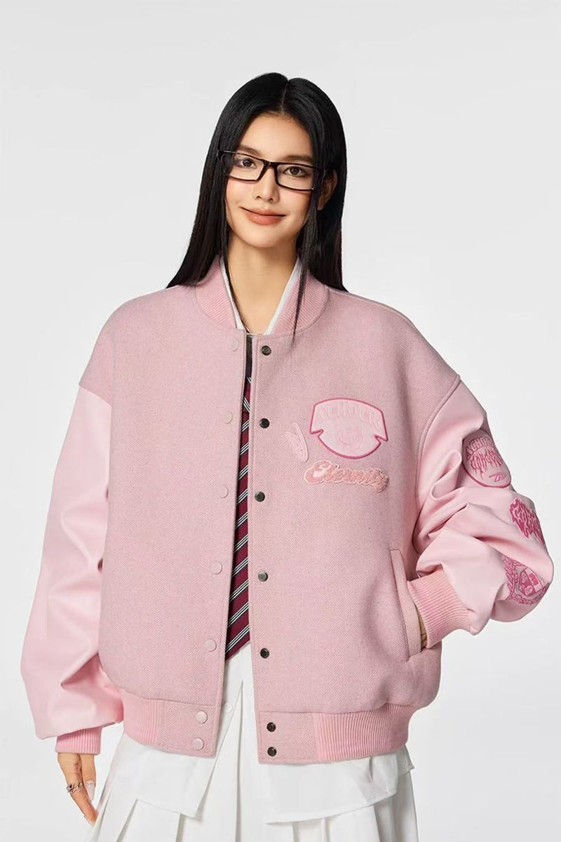 ACHOCK Vintage Embroidered Baseball Jacket