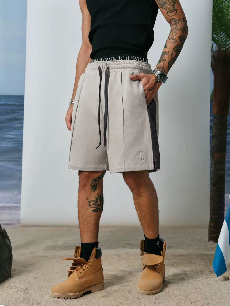 STK Vintage Embroidered Suede Patchwork Shorts