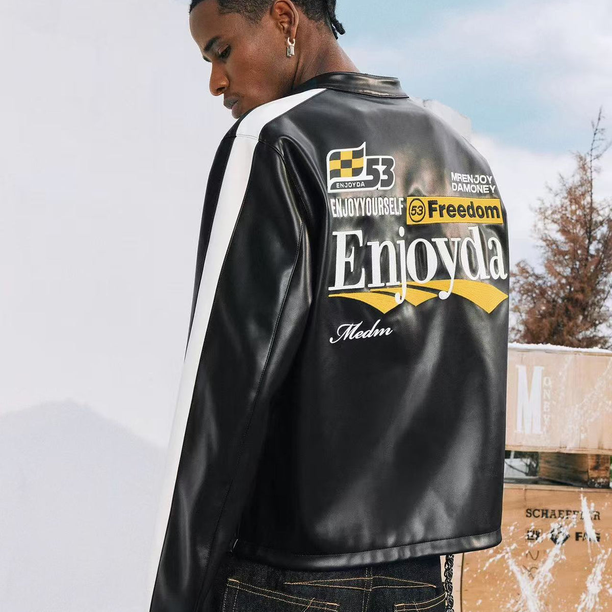 MEDM Retro Racing Leather Jacket