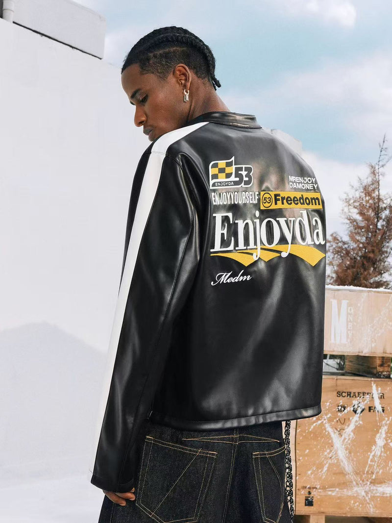 MEDM Retro Racing Leather Jacket