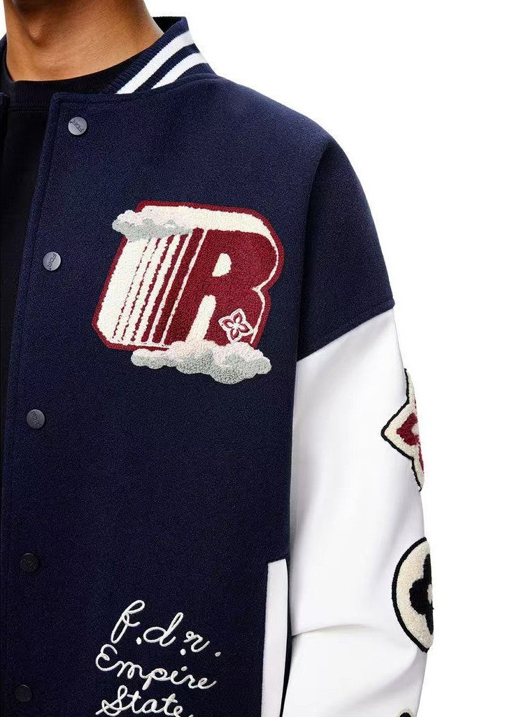 FDR R Logo Cloud Towel Embroidered Varrsity Jacket