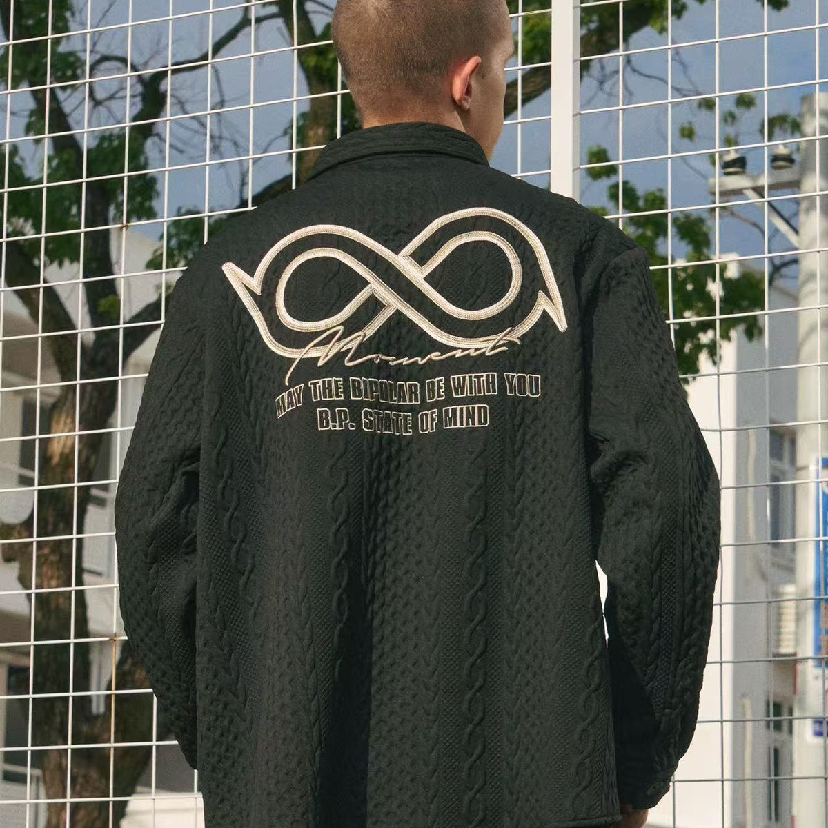 BIPOLAR Logo Printed Textured Long-sleeve Shirts