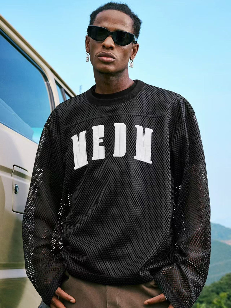 MEDM Logo Grid Hollow Design Long-sleeved T-shirt