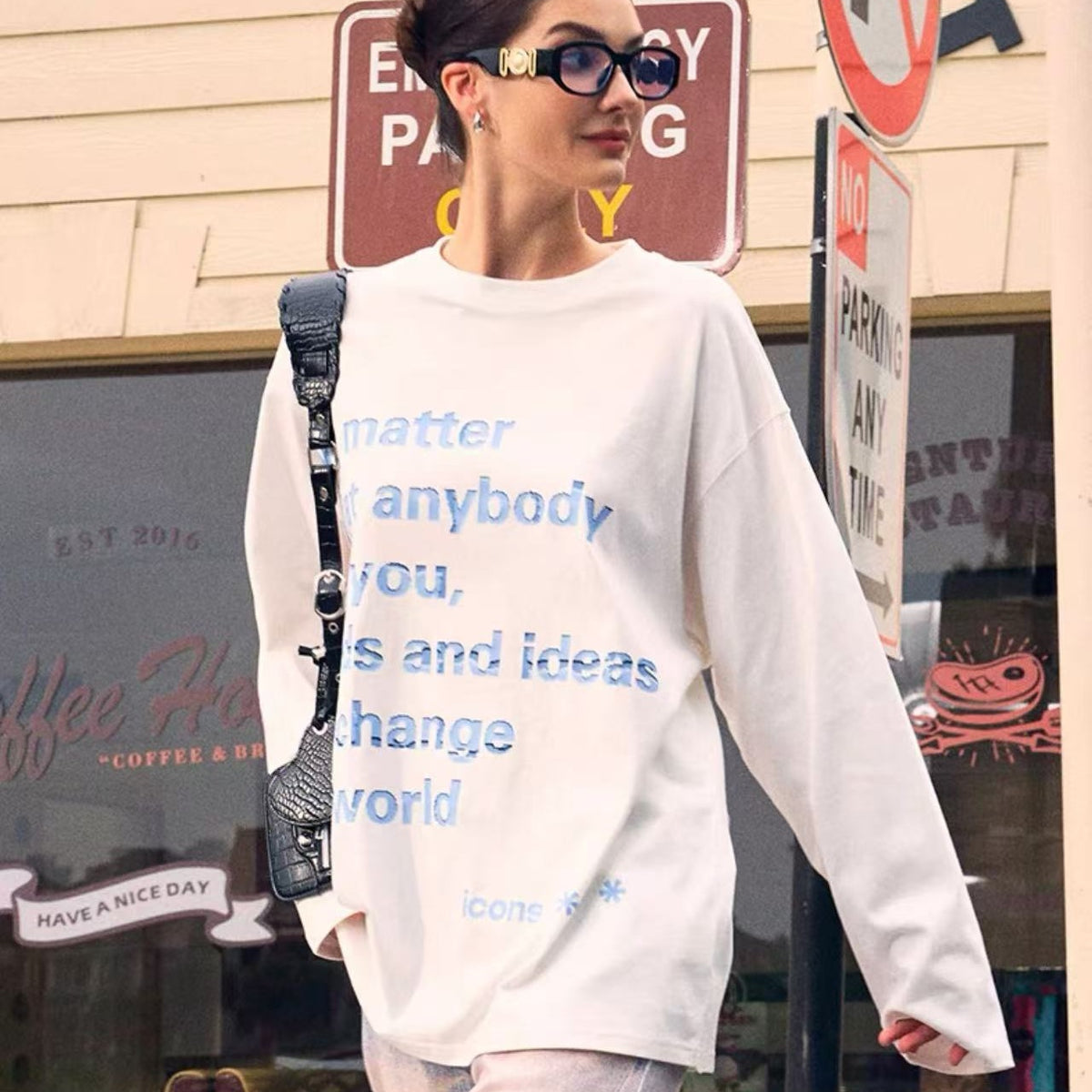 ICONSLAB Mosaic Text Long Sleeve T-shirt