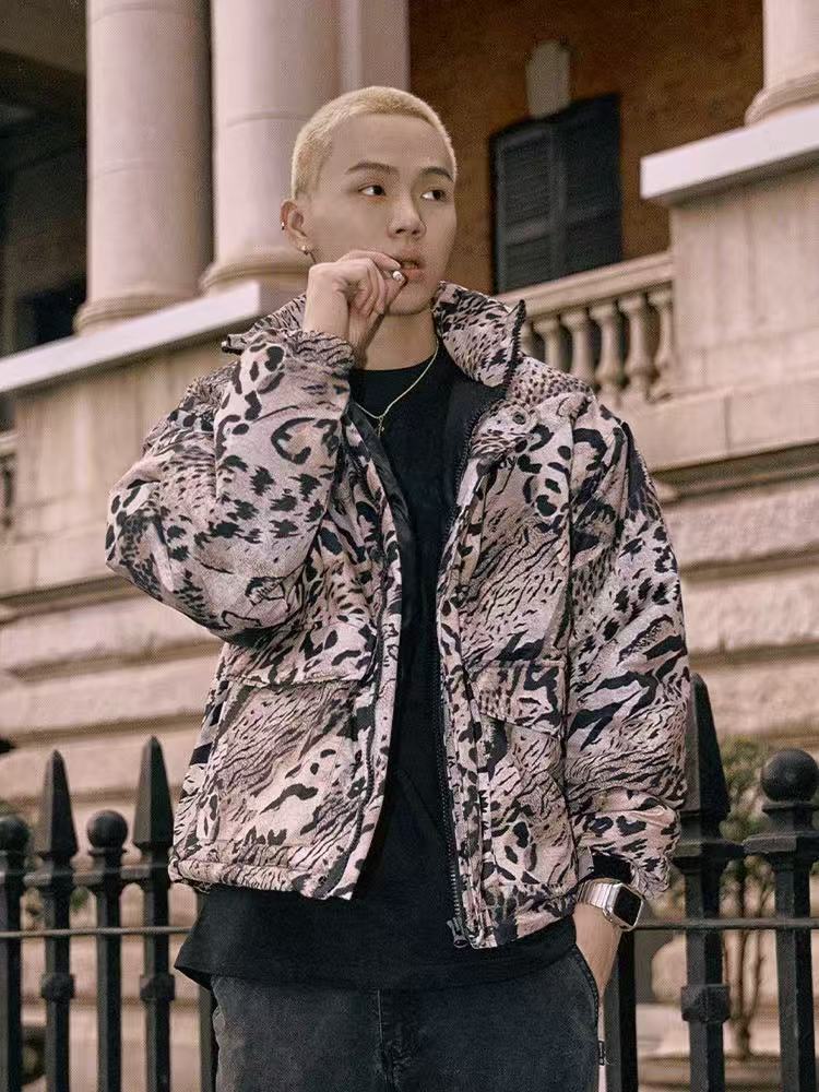 REMEDYxSTA Leopard Print Hooded Cotton Coat