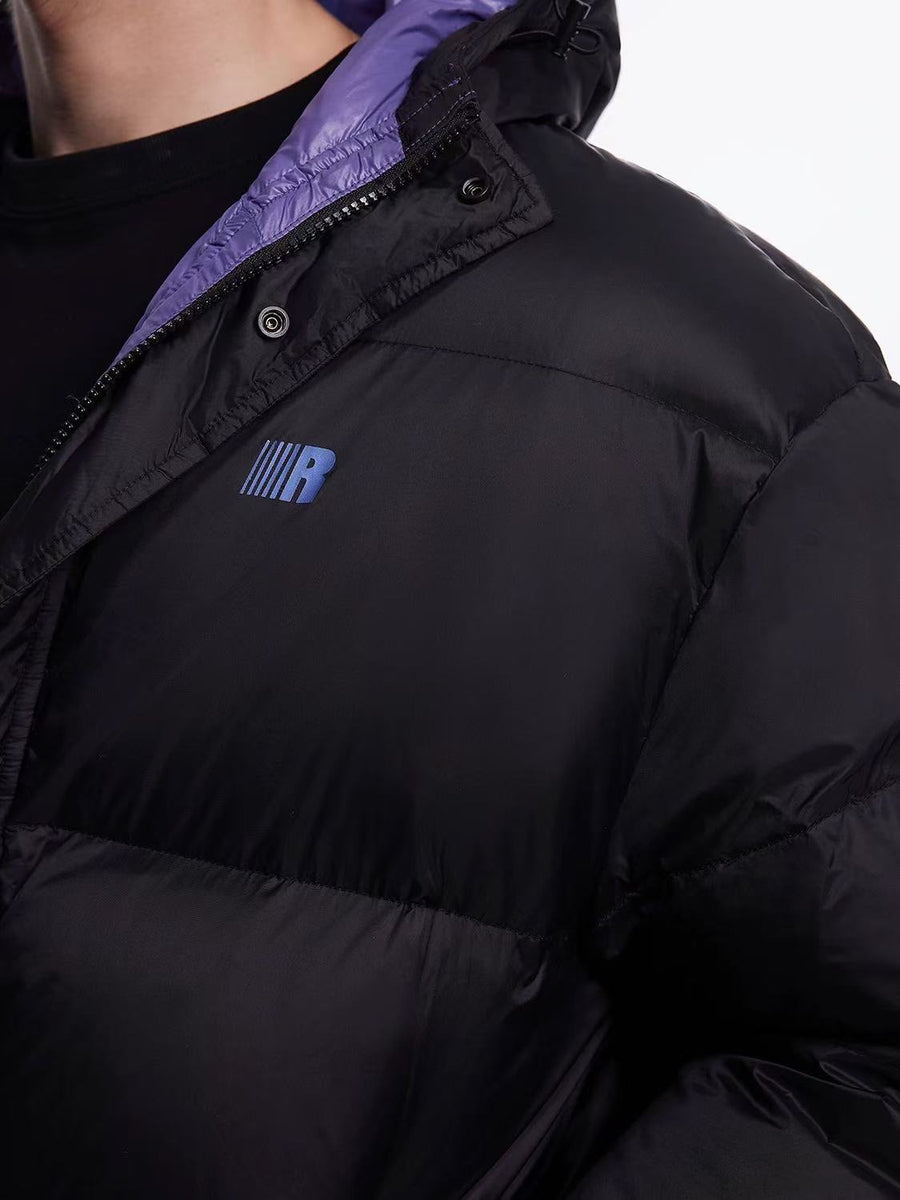 FDR Contrast Color Long Knee-length Down Jacket