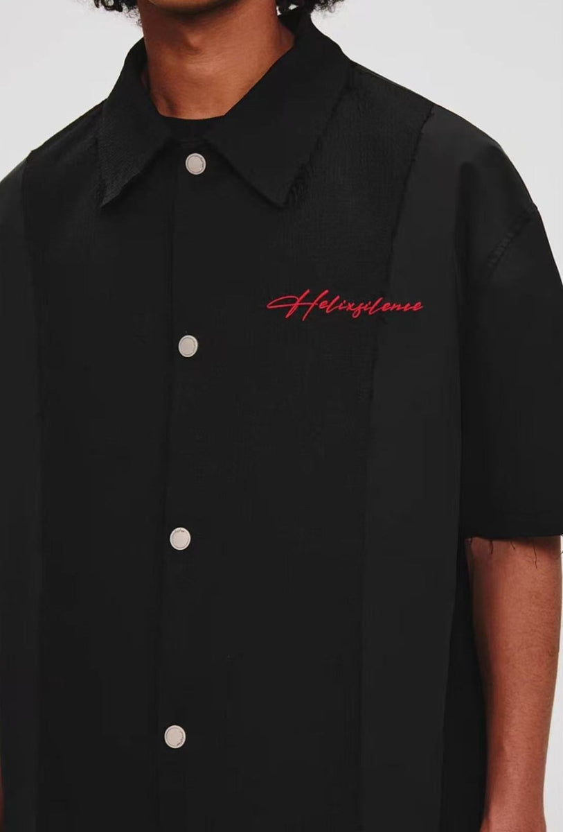 ATRY Frayed Texture Short-sleeved Casual Splicing POLO