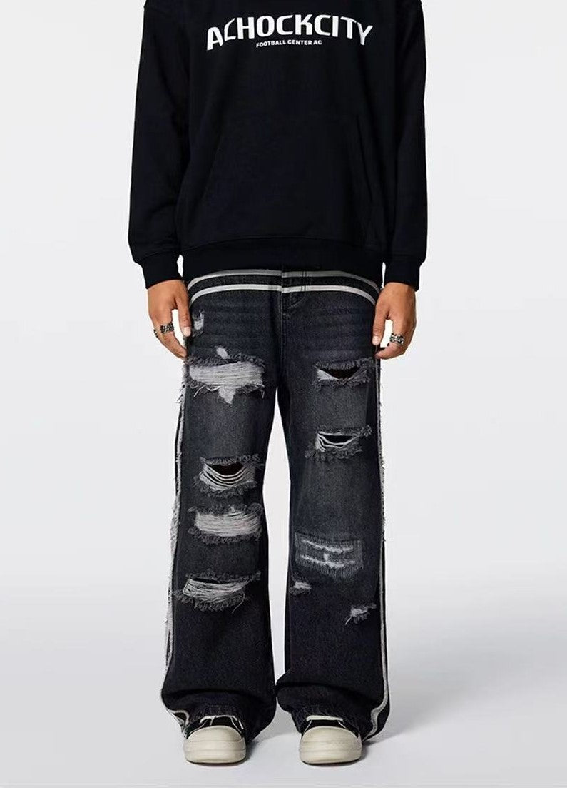 ACHOCK Washed Ripped Distressed Jeans
